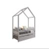 TIMBEE HUFIE Wooden Toddler Bed - House-Shaped with Rails - Scandinavian Style - Solid Natural Wood - with Drawer - Gray - 70 x 140 cm view 3