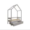 TIMBEE HUFIE Wooden Toddler Bed - House-Shaped with Rails - Scandinavian Style - Solid Natural Wood - with Drawer - Gray - 70 x 140 cm view 4