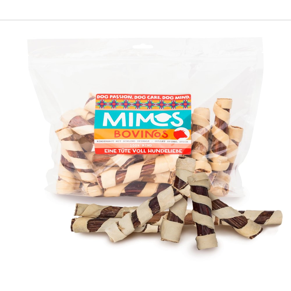 MIMOS Beef Hide Dog Chews with Gullet Spiral, 12.5 cm, 25 Pieces, 1,000 g