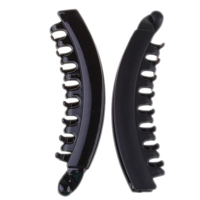 Large Banana Hair Clips with Teeth, 10-Piece, Plastic, Black