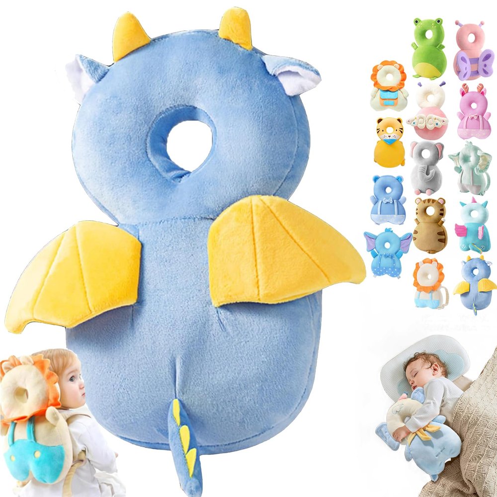 Mushplushies Adjustable Baby Head Protection Backpack, Flying Dragon