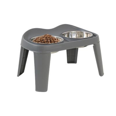 Leakproof Foldable Raised Double Dog Bowl