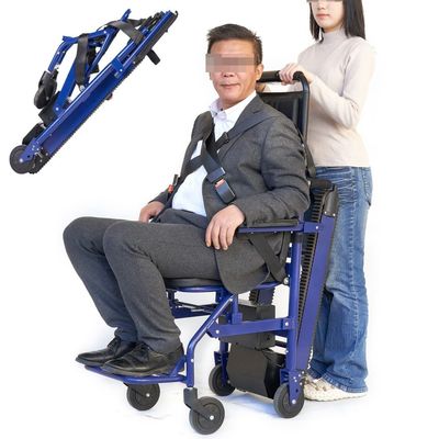 HZWJD Electric Stair-Climbing Wheelchair, Foldable, 250 W, 169 kg Capacity, Blue