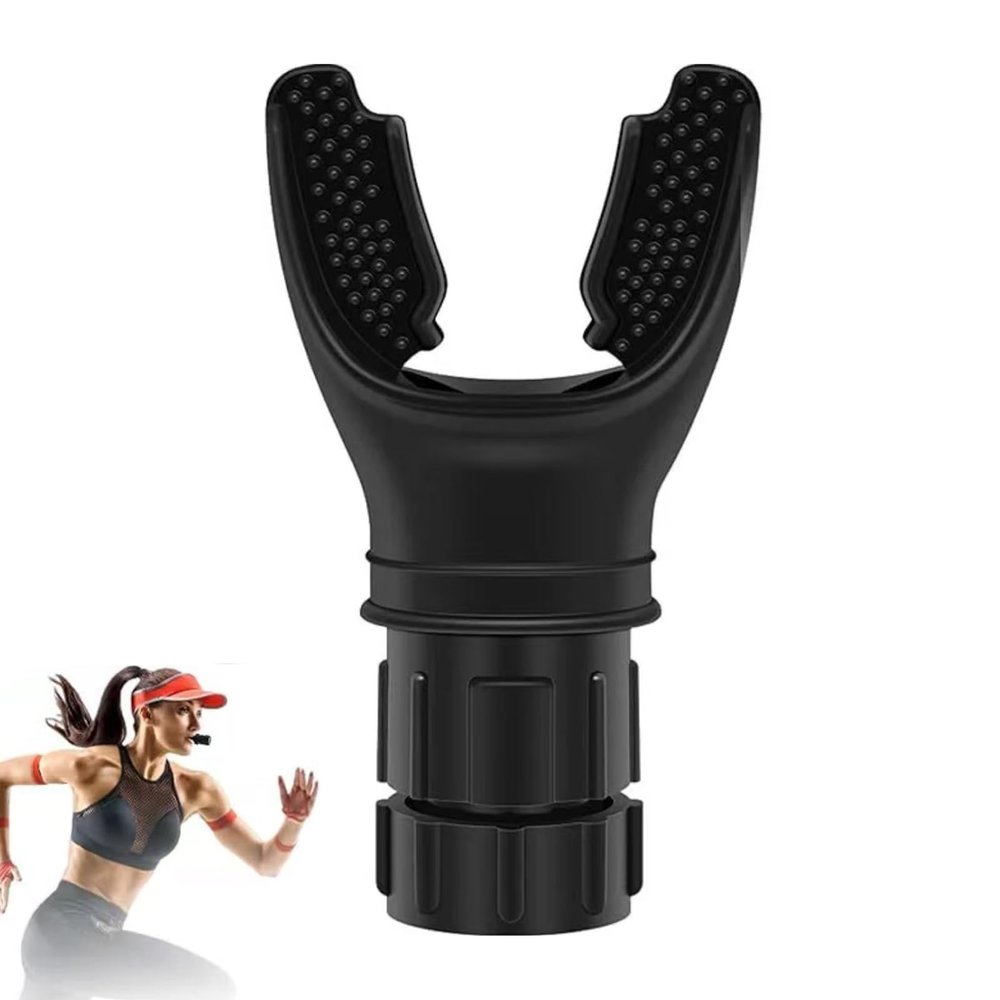 Biglumin Adjustable Resistance Lung Trainer, ABS + Silicone, Black