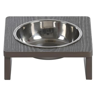 JACK AND VANILLA Molly Bowl with Non-Slip Wooden Base, 380 ml, Gray