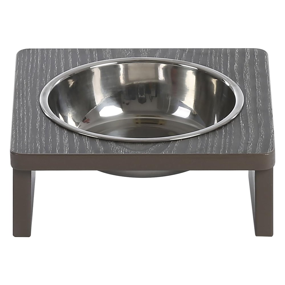 JACK AND VANILLA Molly Bowl with Non-Slip Wooden Base, 380 ml, Gray