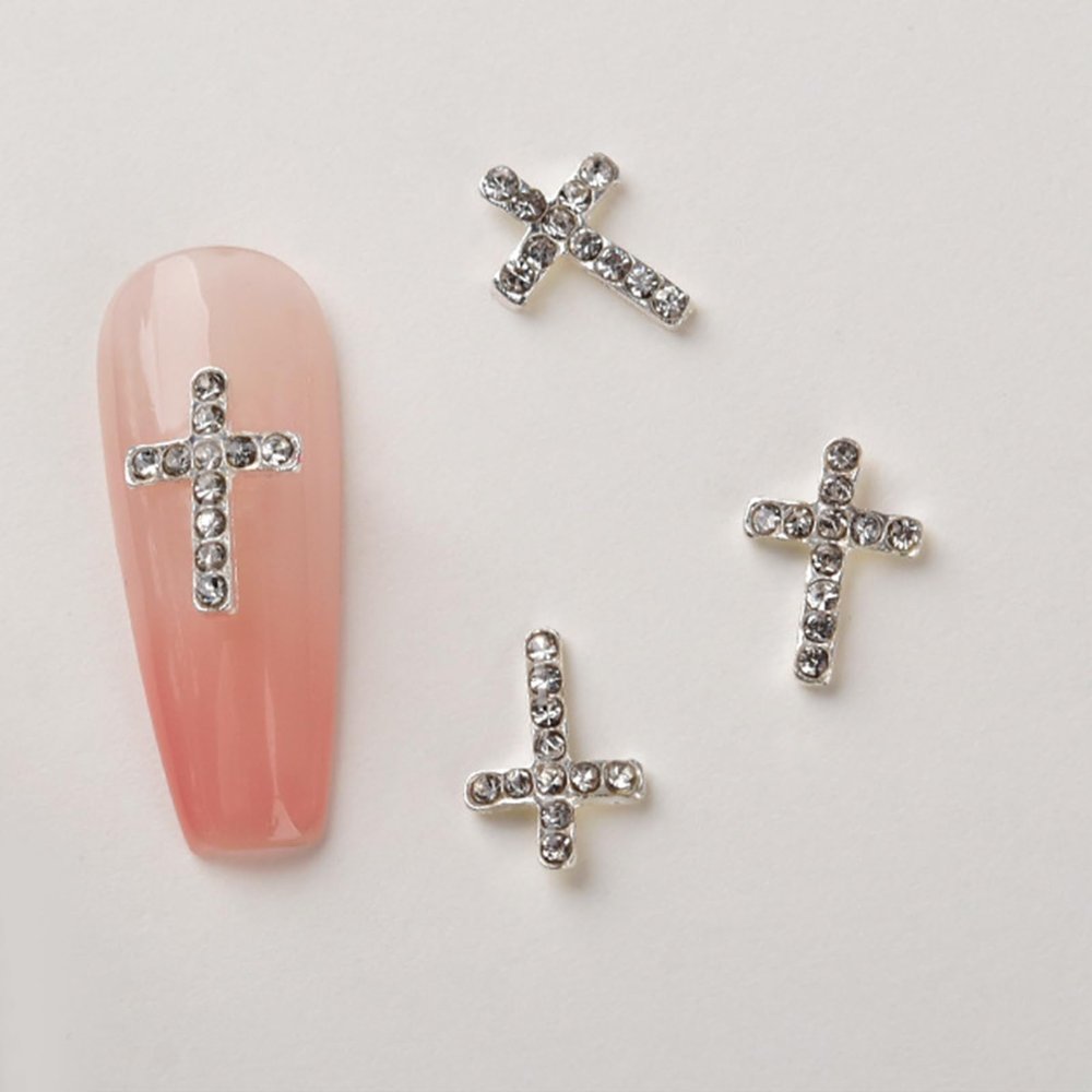 Avejjbaey 10-Piece Retro Alloy Cross Nail Charms