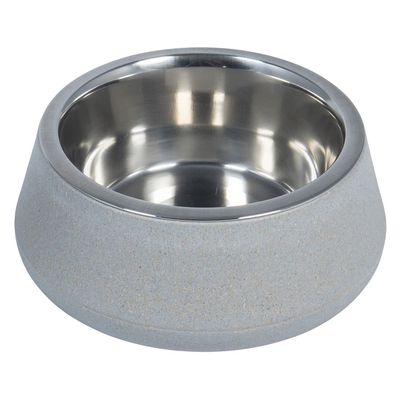 JACK AND VANILLA Bon Appetit Non-Slip Pet Bowl, Bamboo and Stainless Steel, Blue, 850 ml