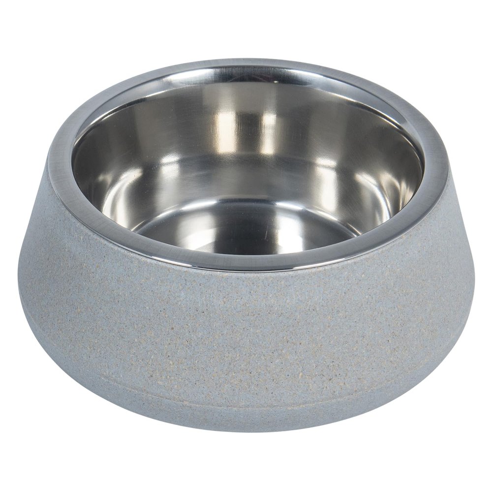 JACK AND VANILLA Bon Appetit Non-Slip Pet Bowl, Bamboo and Stainless Steel, Blue, 850 ml
