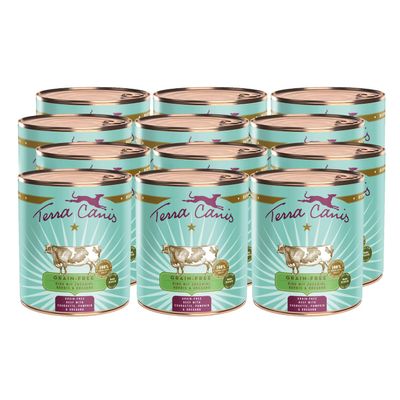 Terra Canis Beef with Zucchini, Grain-Free Wet Dog Food, 12 x 800 g