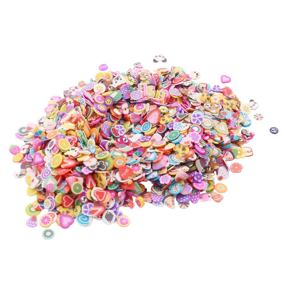 Sessleger 2,000-Piece Soft Clay Fruit and 3D Slices for Slime, Crafts and Nail Art