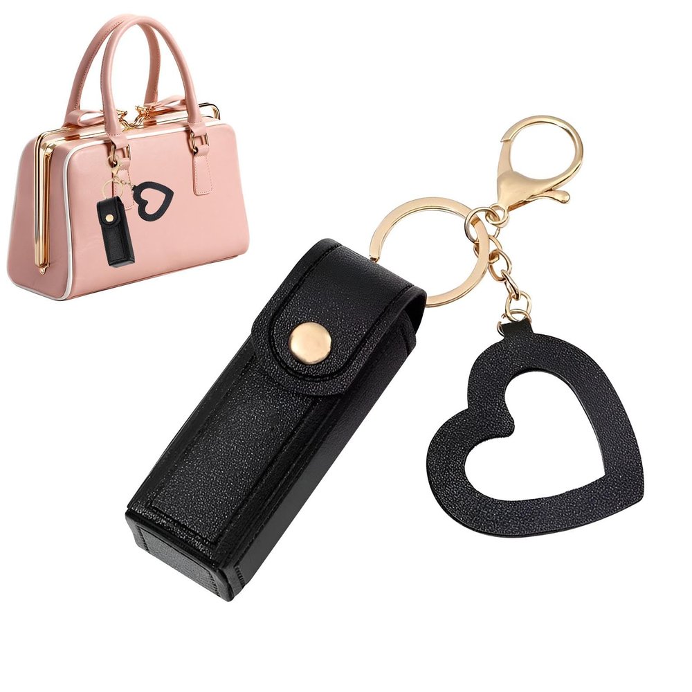 Small Lipstick Case Keychain, Leather Lipstick Wallet