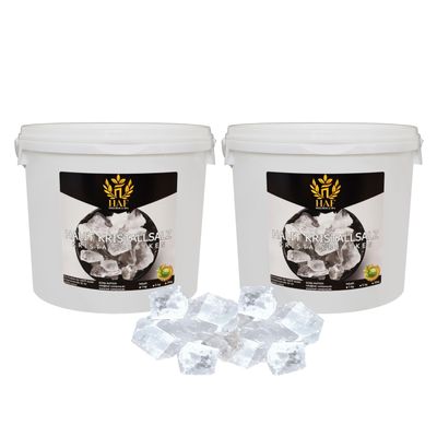 HAF White Halite Salt Chunks 10 kg | Natural Coarse Rock Salt, 2–5 cm | 2 x 5 kg Buckets