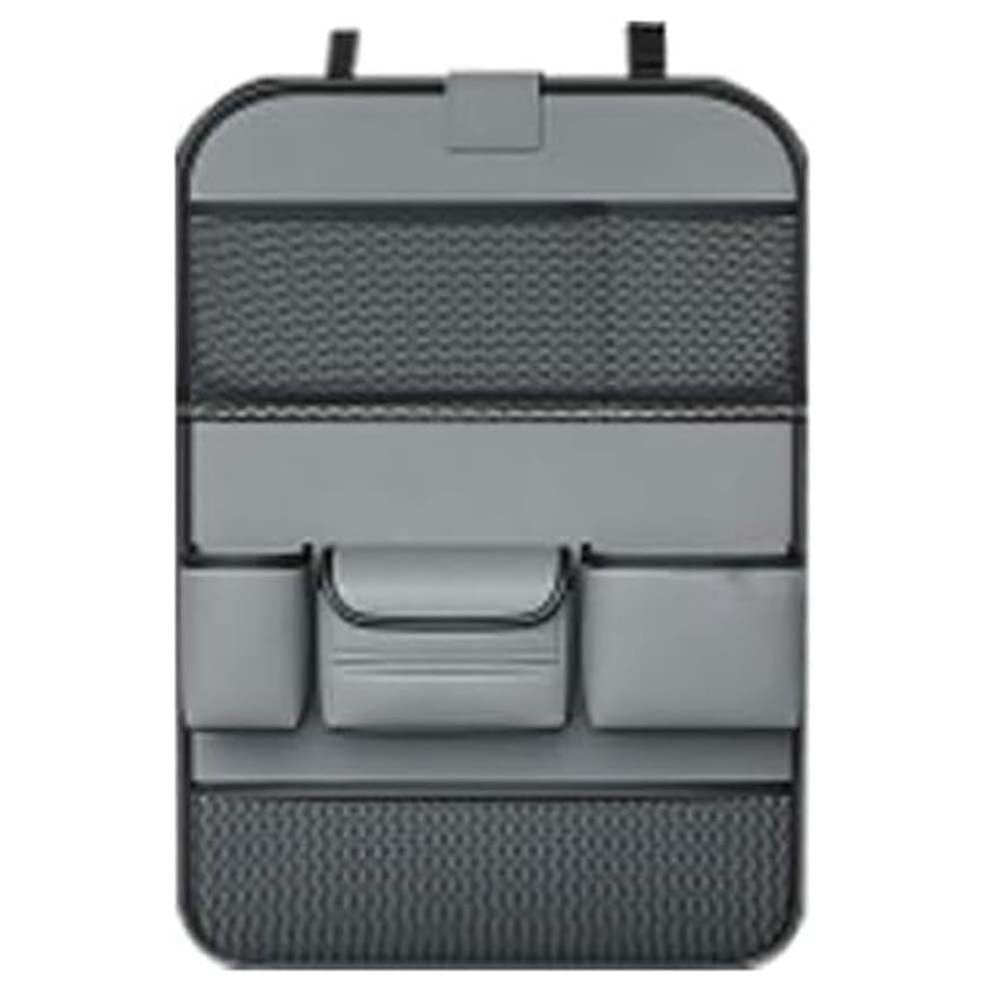 Toets Car Back Seat Organizer for Mazda CX-60, CX-50 and CX-5, PU Leather Backrest Protection Storage Bag with Foldable Tray, B/Grey