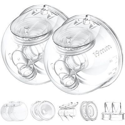 2 Complete Milk Collection Cup Sets with 19 mm Flanges for Momcozy S12 Pro/S9 Pro, NOT S9/S12