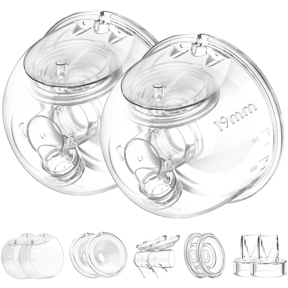 2 Complete Milk Collection Cup Sets with 19 mm Flanges for Momcozy S12 Pro/S9 Pro, NOT S9/S12