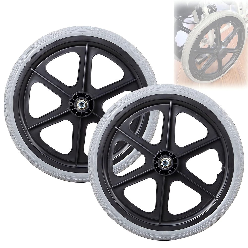 15 x 1.75-Inch Wheelchair Rear Replacement Wheels, 12 mm Inner Diameter, Solid Tires