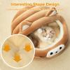 Galate Cat Cave Bed, Warm Cartoon Pet House with Hanging Ball, Plush Pet Tent, M, Green view 3