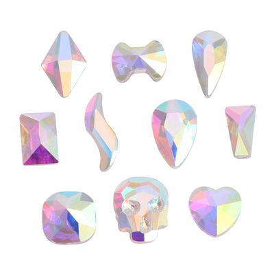 Glitter Rhinestones for Nail Art, 100-Piece Glass Set