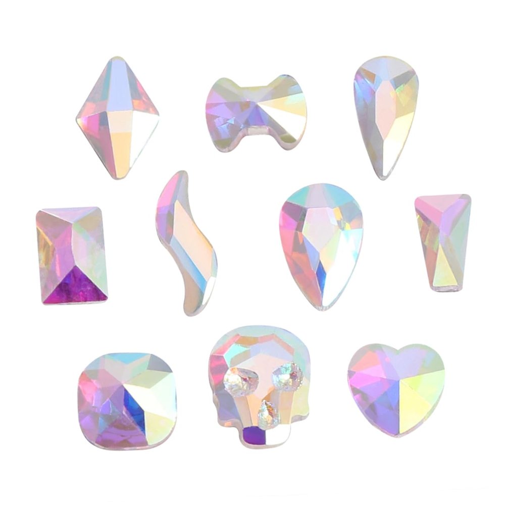 Glitter Rhinestones for Nail Art, 100-Piece Glass Set