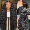 Glueless Human Hair Deep Wave HD Transparent Lace Front Wig, 30 in, 250%/180% Density, 13×6 view 2