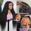 Glueless Human Hair Deep Wave HD Transparent Lace Front Wig, 30 in, 250%/180% Density, 13×6 view 4