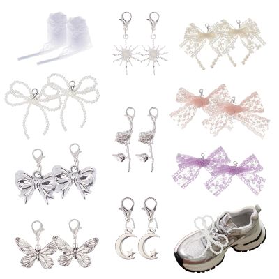 NICENEEDED Pearl Bow Shoe Charms for Sneakers, 22-Piece Shoelace Decoration Set