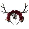 Ralondbey Gothic Horn Headband with Rose Garland for Women and Girls view 1