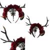 Ralondbey Gothic Horn Headband with Rose Garland for Women and Girls view 2