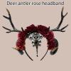 Ralondbey Gothic Horn Headband with Rose Garland for Women and Girls view 4