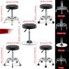 Adjustable Round PU-Leather Swivel Stool with 5 Wheels, Red view 2