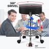 Adjustable Round PU-Leather Swivel Stool with 5 Wheels, Red view 3