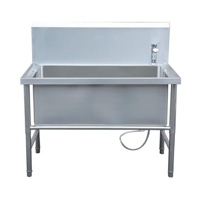 Elevated Stainless Steel Dog Bathing Station with Faucet