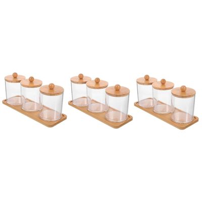 IMIKEYA 3-Piece Makeup Vanity Organizer Set, Transparent Cotton Pad Holders and Storage Canisters