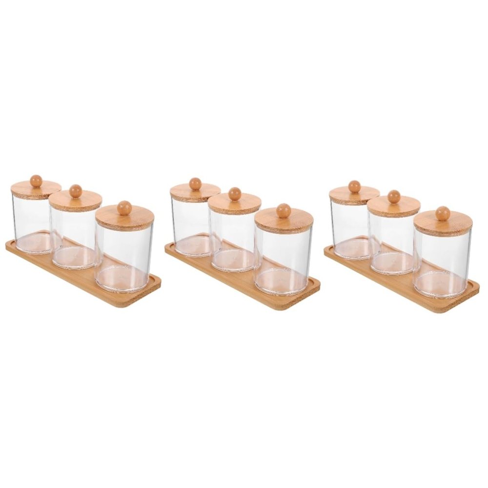 IMIKEYA 3-Piece Makeup Vanity Organizer Set, Transparent Cotton Pad Holders and Storage Canisters