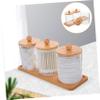 IMIKEYA 3-Piece Makeup Vanity Organizer Set, Transparent Cotton Pad Holders and Storage Canisters view 2