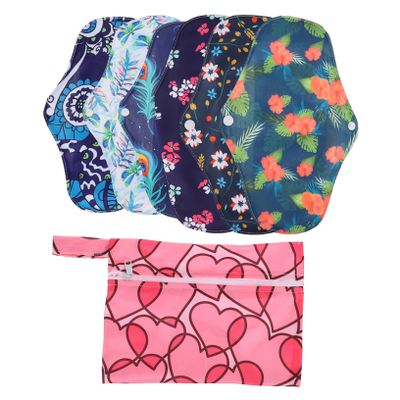 FRCOLOR 7-Pack Reusable Washable Bamboo Fiber Menstrual Pads, Leak-Resistant, Skin-Friendly, Random Color