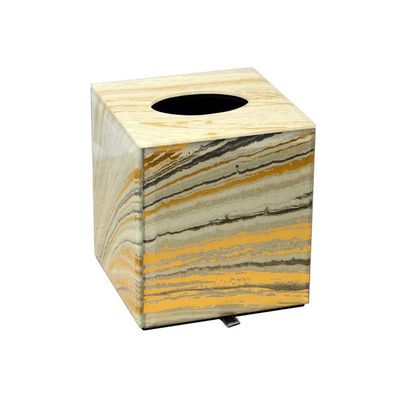 FZL02068LM Glass Tissue Box Holder with Gold Drawer