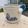 Decorative Personalized Storage Basket, Gift Basket, Toy Basket with Name in Blue, Handmade view 2