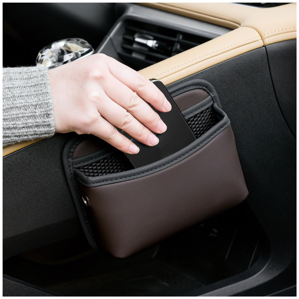 WDMNAO Car Seat Storage Box for Volvo S40 2006–2024, Multifunctional PU Leather Seat-Gap Organizer, A-Coffee
