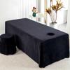LDLCYCN Quilted Massage Table Skirt Cover with Face Hole, Crystal Velvet, B/Black, 70 × 185 cm (S) view 1