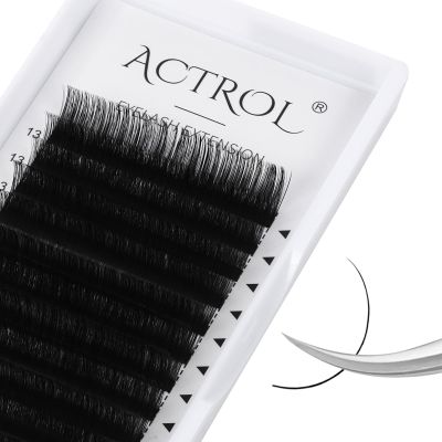 ACTROL Classic Eyelash Extensions, 0.05 mm CC Curl, 13–16 mm Mixed Tray, Matte Black