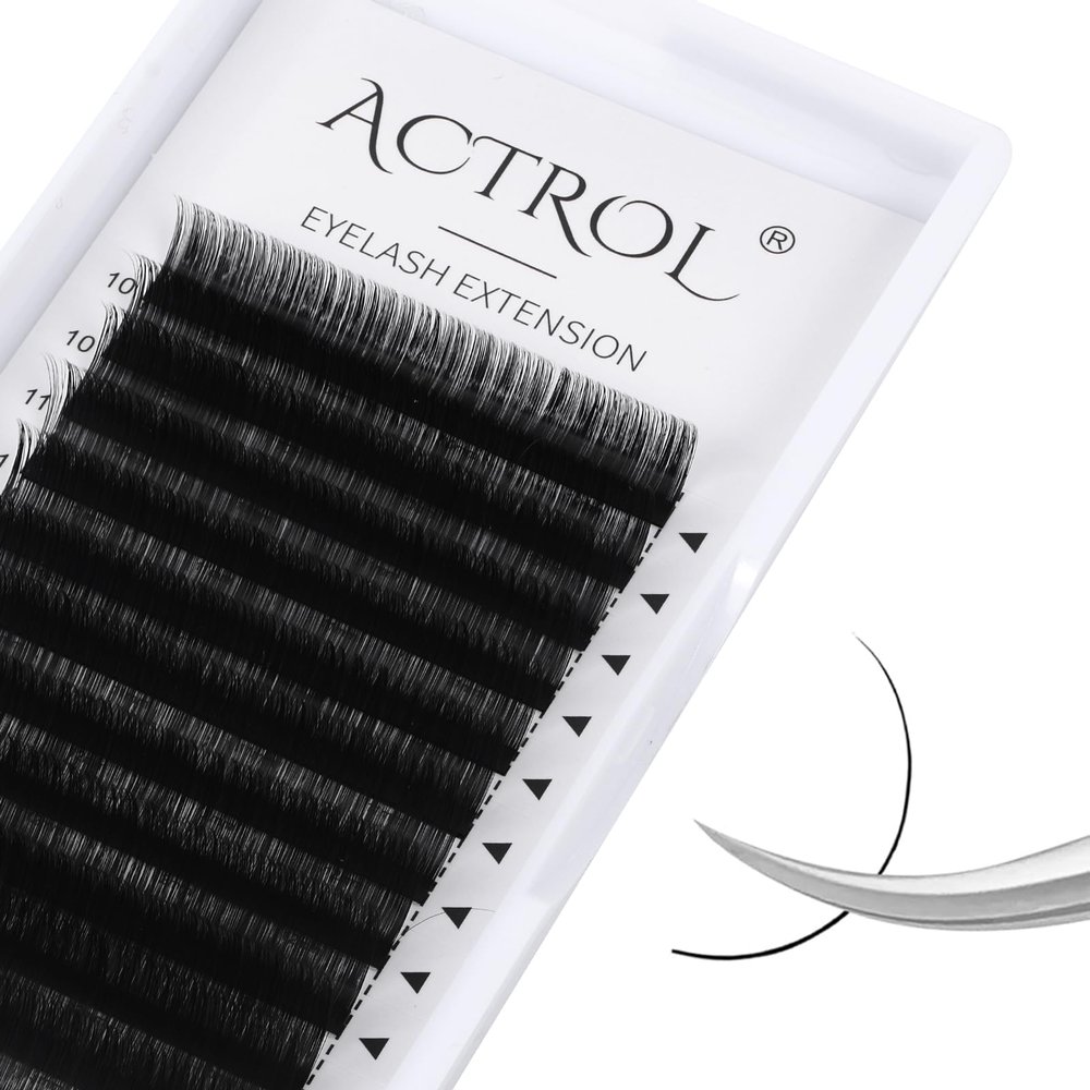 ACTROL Classic Eyelash Extensions, 0.05 mm, DD Curl, 10–13 mm, Mixed Tray, Matte Black