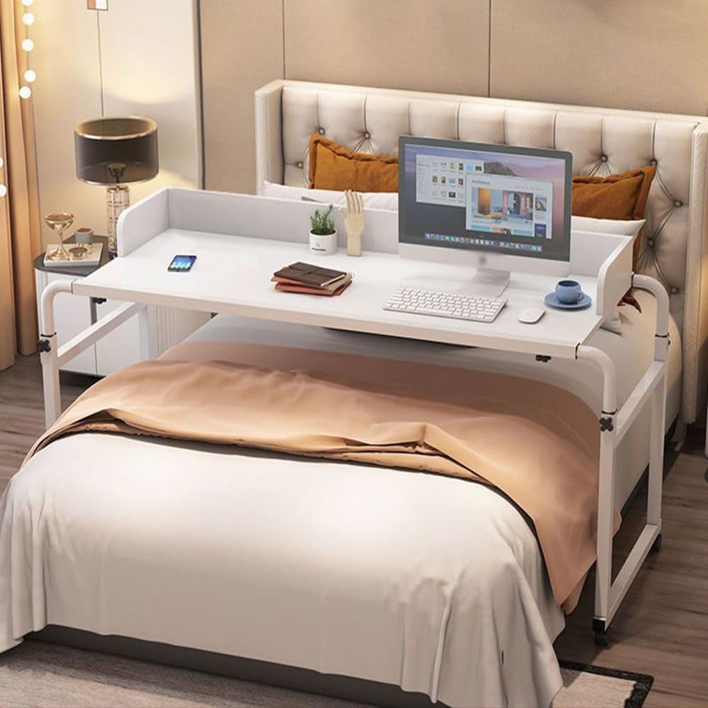 AMHSNIJI Adjustable Overbed Rolling Laptop and Computer Table