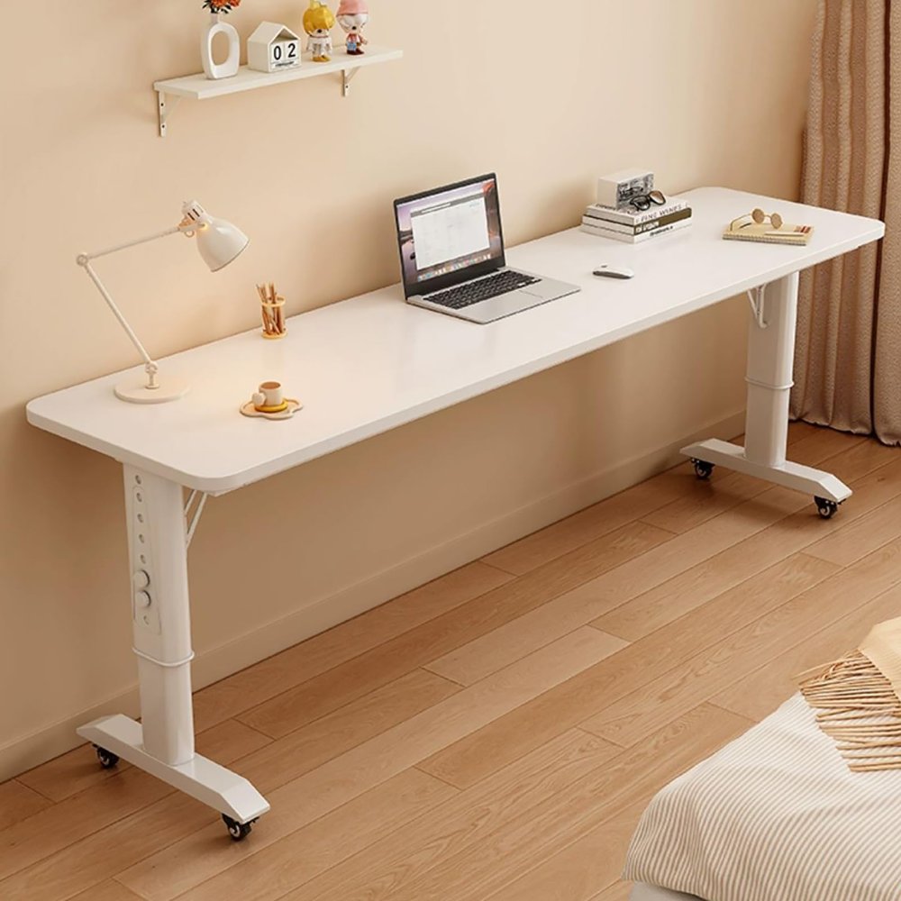 AMHSNIJI Height-Adjustable Overbed Table with Wheels