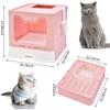 Large Covered Cat Litter Box with Drawer and Scoop, Foldable, XXL, Pink view 2