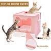 Large Covered Cat Litter Box with Drawer and Scoop, Foldable, XXL, Pink view 3
