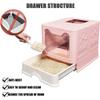 Large Covered Cat Litter Box with Drawer and Scoop, Foldable, XXL, Pink view 4