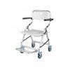 Folding Aluminum Commode and Shower Chair with Wheels, Armrests and Footrests, Supports up to 120 kg view 1