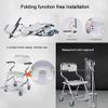 Folding Aluminum Commode and Shower Chair with Wheels, Armrests and Footrests, Supports up to 120 kg view 3